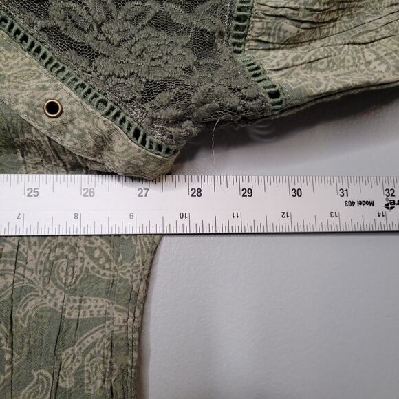 CJ Banks top women's size 3X green floral lace paisley print flowy boho shirt - Picture 8 of 11